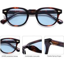 - Lentes de sol polarizados redondos retro vintage pequeños para rostro delgado protección UV400 SJ2251 - Tortuga oscura/Azul - Ver 5