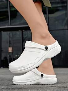 Plus Size (39-48) Men's Summer Outdoor Sports & Casual Sandals, White Solid Color, Breathable Soft Comfortable, Anti-Slip Durable Thick Sole Beach Slippers - White - View 6