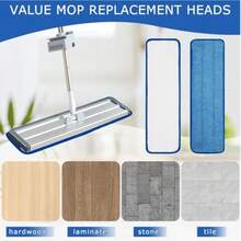 3 Pack Of 18 Inch Microfiber Mop Pad Universal For Commercial/Industrial/Professional Use. Fits 16-18 Inch Heads Heavy Duty Wet And Dry Cleaning Reusable Mop Refills Fit For Most Flat Mops - Blue - 查看 6