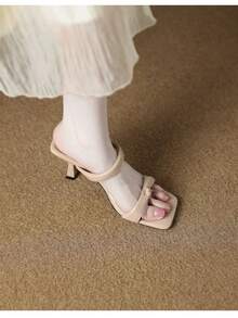 Giày sandal cao gót thời trang, đa năng dành cho nữ, phù hợp mang hàng ngày. - Màu be - Xem 3