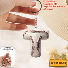 Llavero acrílico con diseño plano 2D de letra de béisbol, llavero y regalo de jugador y fanático de béisbol, colgante de bolso, decoración de llaves, regalo perfecto - Llavero con letras de béisbol - Ver 21