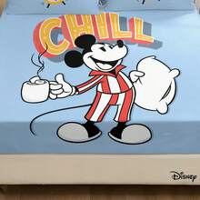 Bộ ga trải giường và 2 vỏ gối họa tiết cốc cà phê Mickey dễ thương của Disney, màu xanh nhạt vui tươi, tạo cảm giác thư giãn cho phòng ngủ. - Bộ ga trải giường vừa vặn - Xem 2