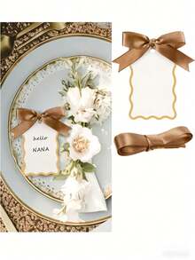 10pcs Shell Shaped Name Cards, Suitable For DIY Wedding Table Cards, With Ribbons For Hanging, Wedding Table Numbers, Wedding Reception Desk Labels, Wedding Centerpiece Decor, Wedding Hanging Ornaments, Wedding Favors, Wedding Guest Gifts - Multicolor - View 8