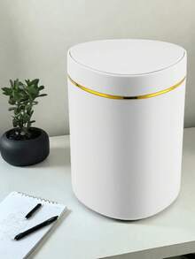 1pc Small Trash Can With Lid, Plastic Desktop Garbage Bin, Flip-Top Design Prevents Odor Leakage, For Storing Fruit Peels And Shredded Paper On Desk, Keeps Desktop Tidy, Suitable For Bathroom, Home Decor, Coffee Table, Office, Living Room - Multicolor - View 5