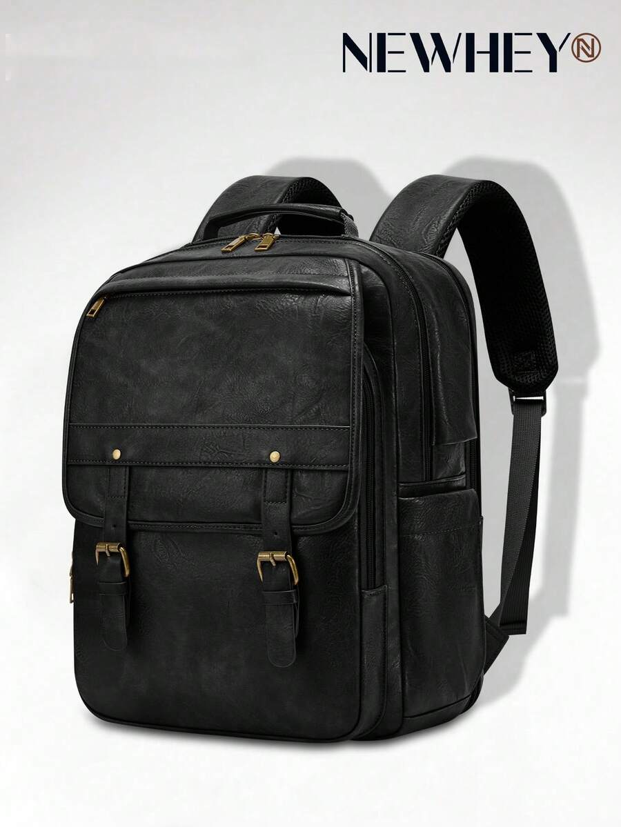 NEWHEY 15.6 Inch Laptop Backpack, Vintage Men's Backpack, Large Capacity Business Travel Backpack, Multi-Pocket Multi-Function School Bag, Gift For Men - Multicolor - View 1