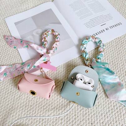 1 pieza Correa de bufanda estampada, Cordón de cuero, Estuche para auriculares, Cordón, Correa para teléfono