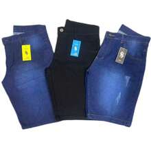 Kit Of 3 Men's Distressed Denim Shorts With Whiskers, Black, Medium Dark & Light, Premium, Various Washes With Elastane - 3 pecas/ Bidode + Preta+Puido - 查看 1