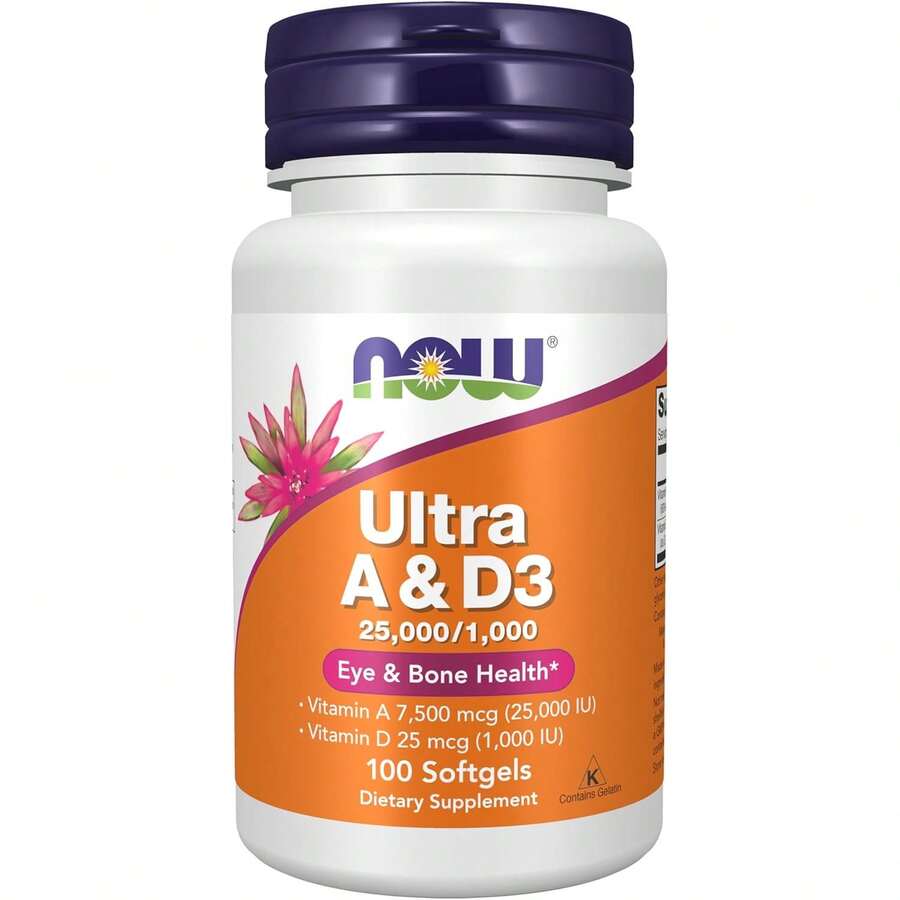 NOW Foods Ultra A & D3 25,000/1,000, Eye & Bone Health*, 100 Softgels - 100 count - 查看 1