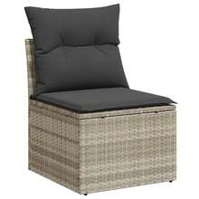 vidaXL Salon de jardin avec coussins 7 pcs gris clair résine tressée - A - Voir 3