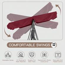 YODOLLA Outdoor Patio Swing Chair, 3 Seater Canopy Swing With Removable Cushion And Weather Resistant Powder Coated Steel Frame - Red - View 4