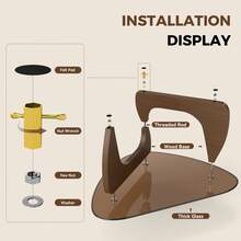 Nalupatio Smoke Glass Top & Walnut Color Legs,Modern Coffee Table,Triangular Geometric Top,Mid-Century Irregular Shape,Easy-Clean Scratch-Resistant,Shatter-Proof Safety Glass,Triple Metal Rod Support,Sturdy & Durable,Smoke Glass & Dark Walnut For A Premium Look - Walnut-colored Tea Glass - View 7
