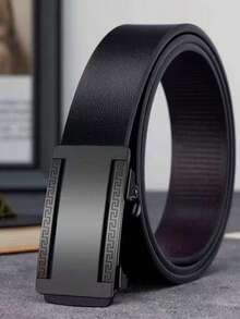 男士真皮皮带，自动扣设计，商务休闲风格，耐用腰带，时尚新款，四季皆宜。 - 黑色 - 查看 7
