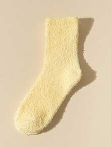 1/3/6 Pairs Thickened Coral Fleece Socks For Women, Warm Lining Long Socks For Winter, Suitable For -40°C, Fuzzy Sleep Socks - Multicolor - View 9