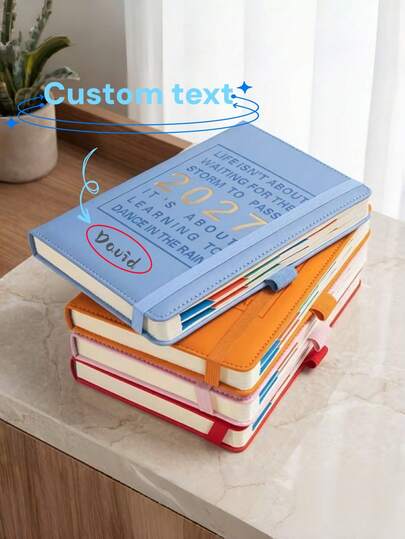 [Customized] 2027 Planner, Customizable A5 Notebook With Name, 1 Day Per Page, Each Page Marked With Date And Time, 160 Sheets/320 Pages, For Daily Work Recording And Easy Reference
