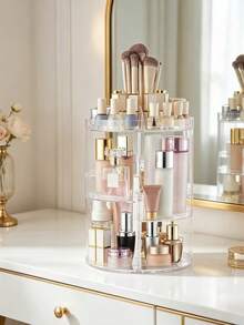 360 Rotating Makeup Organizer,DIY Adjustable Spinning Holder,Foldable Cosmetic Storage Display Box,Large Capacity Make Up Caddy Shelf,Fits Countertop Vanity And Bathroom - Storage Rack - View 6
