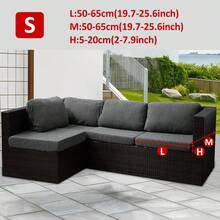 1 Stück hochdichte einfarbige Milchseide Outdoor Sofa Sitzkissen Bezug, hochelastischer abnehmbarer halbengeschlossener Sofa Kissen Bezug, geeignet für Terrasse, Balkon, Garten Sofa - Dunkelgrau - Übersicht 11