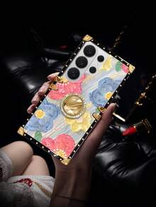 1个彩色花卉图案长方形手机壳，兼容三星Galaxy S26 Ultra/S26/S26 Plus/S25FE/S25 Ultra/S25+/S25/S24 Plus/S24/S24U/S23 Ultra/S22 Ultra/A56 5G/A57 5G/A37 5G/A36/A17/A16 和 17 Pro Max/17/16 Pro Max/16/15 Pro Max/15/14 Plus/15 Plus/14 Pro Max/13 Pro Max。图案表面有一层保护膜，使用前请撕掉。生日礼物、送给女朋友、男朋友、情人节礼物。 - 多色+[鏡面指環支架] - 查看 6