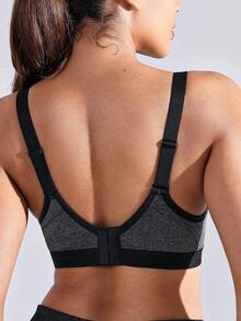 WINGSLOVE High Intensity Lightweight Padded Underwire V-Neck Full Coverage Sports Bra - Grey - View 3