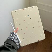 Funda protectora plana giratoria con salpicaduras de tinta de colores 2025 compatible con iPad 10, 11 con ranura para lápiz, rotación de 360 grados, cubierta protectora acrílica linda compatible con iPad Air 7/5/6, 9ª generación 10.2 pulgadas - Amarillo - Ver 5
