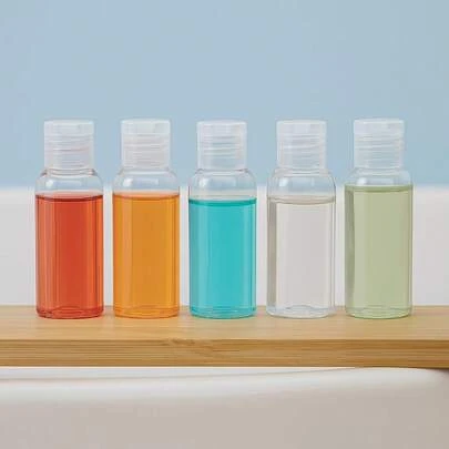 Set de botellas recargables de 100ml/3.4oz para viajes, con diseño de tapa abatible, contenedores de plástico vacíos, botellas de tocador de viaje exprimibles para cosméticos y productos de cuidado personal