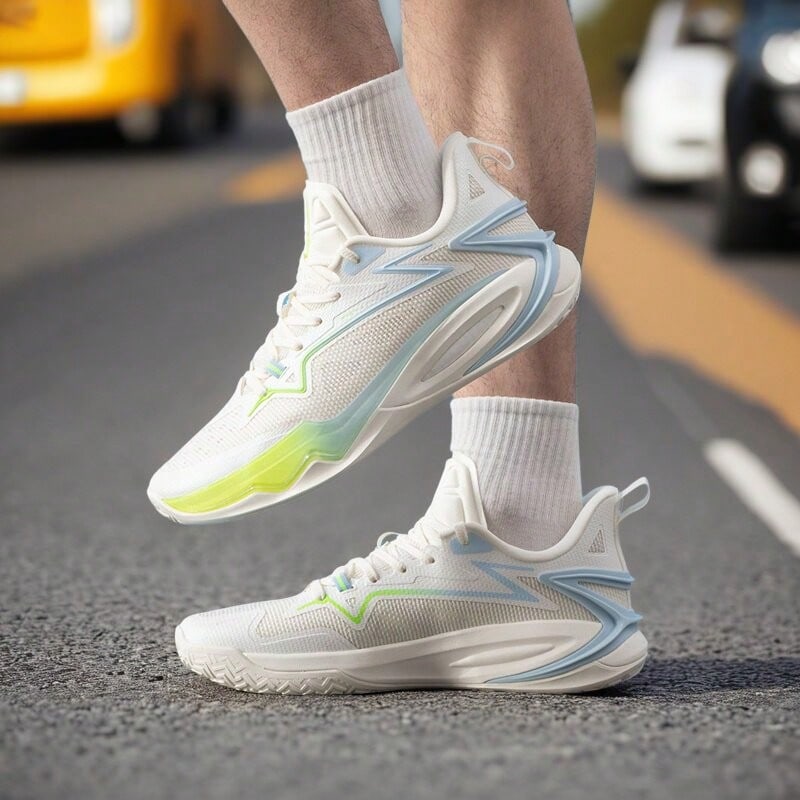 Men's Lightweight Breathable Sports Shoes Casual Shoes Competition Wear-Resistant Basketball Shoes 877319120003 Sail White/Microwave Blue - Sail White/Microwave Blue - View 1