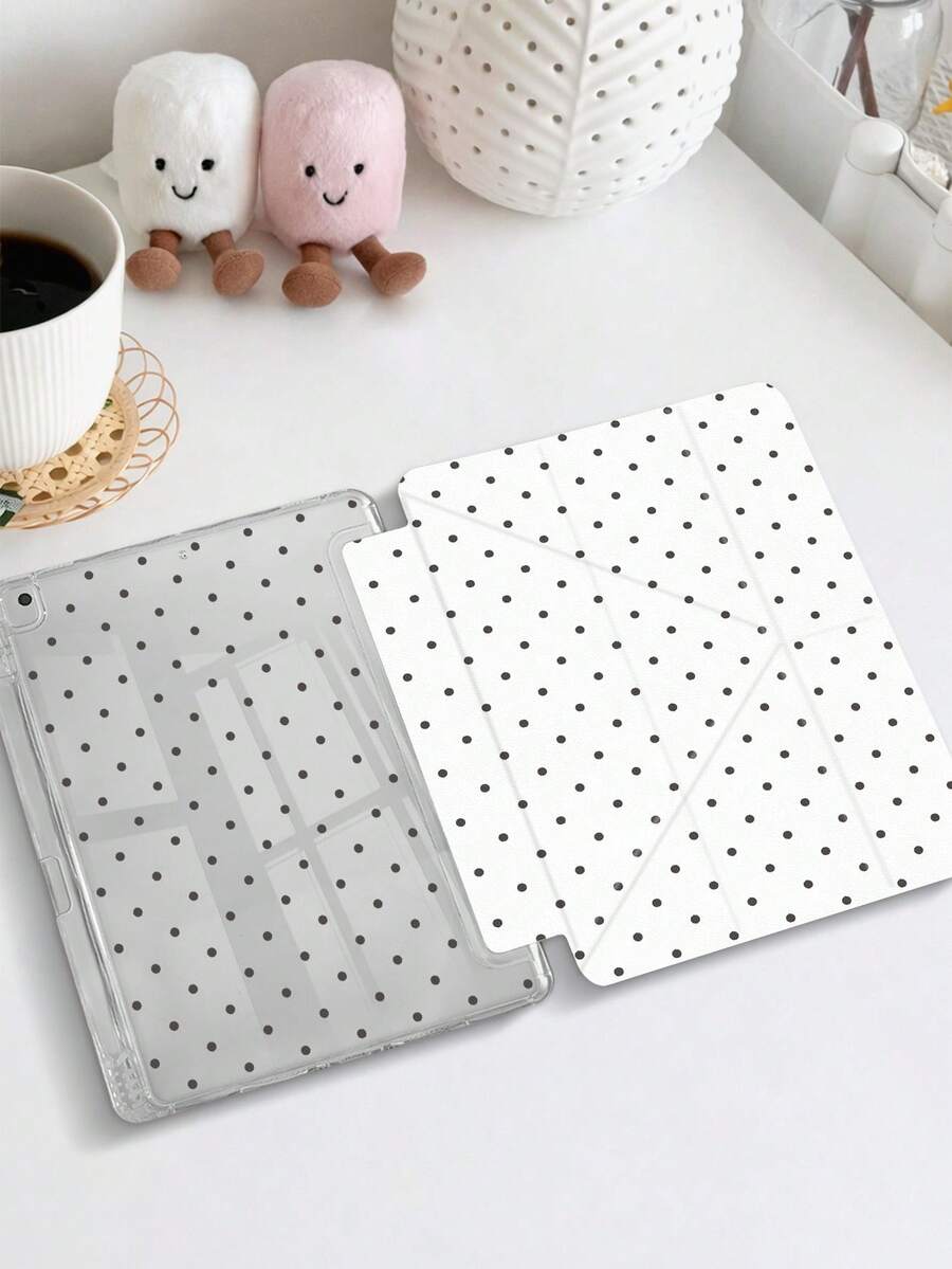 1 chiếc ốp lưng trong suốt hai mặt màu xám và trắng chấm bi tối giản, kiểu gập chữ Y mới, hỗ trợ nhiều góc độ, tương thích với iPad 10.2" 2021/2020 thế hệ 10/9/8, (A16) 11" thế hệ 11 2025, Galaxy Tab A8 10.5" 2022, có khe cắm bút, chức năng tự động bật/tắt màn hình, lựa chọn quà tặng tốt nhất. - Nhiều màu - Xem 1