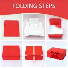 Set 10 Buah Kotak Hadiah dengan Tutup, Warna Merah, Ukuran 10,6 x 7,8 x 3,1 Inci, Dilengkapi Pita Merah, Cocok untuk Kotak Undangan Pengiring Pengantin, Hadiah Pernikahan, Hadiah Ulang Tahun, Suvenir Pesta, Dekorasi, Hadiah Hari Valentine, Kotak Pengantin - Merah - View 8