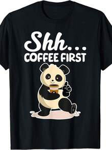 Camiseta Shh Coffee First Panda Delight - Negro - Ver 1