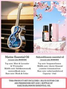 Creative Guitar-Shaped Car Air Freshener Set, Air Vent Fragrance Ornament, Car Air Vent Aromatherapy Set With Vent Clip And Dashboard Bracket, Long-Lasting Mild Scent Deodorizer With Musical Note Design, 360° Rotating Plant Essential Oil Diffuser, 4 Colors 4 Fragrances, Mini Long-Lasting Aroma Diffuser, Car Accessory, Suitable For Music And Car Enthusiasts - A - View 16
