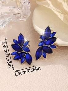1 Pair Bohemian Style Rhinestone Encrusted Alloy Luxury Versatile Earrings - Royal Blue - View 4