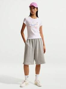 耐克女款 AS W NSW NK CHLL KNT MD CRP 针织无领短袖T恤 7562-100 - 白色 - 查看 5