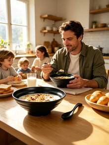 PP Japanese Ramen Bowl, High Quality Wavy Large Capacity Food Bowl, Food Safety Focused, Durable And Unbreakable, Suitable For Home, Restaurant, Food Store, Can Hold Rice And Hot Food, Applicable For Halloween, Christmas, Easter, Thanksgiving, Mother's Day, Valentine's Day And All Seasons - Black - View 6