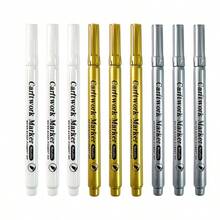 9支/套金属马克笔，1.0毫米粗笔尖，金/银/白三色可选，书写流畅，速干，防水，覆盖力强，不易褪色，适用于任何表面，可用于签名和卡片制作 - 套裝 - 查看 10