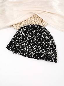 1 chiếc mũ len dệt kim đính sequin phong cách Bohemian thời trang, phụ kiện dành cho nữ. - Nhiều màu - Xem 7