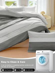 Bộ 3 ga trải giường in họa tiết sọc, chất liệu microfiber siêu mềm mại và thoáng khí, sử dụng được cả bốn mùa, có thể giặt máy, chống phai màu/xù lông/co rút/nhăn, kiểu dáng hiện đại trung tính phù hợp với nhiều kiểu trang trí phòng ngủ, phù hợp với giường cỡ King/Queen/Full/Double, hoàn hảo cho nhà ở, ký túc xá, căn hộ, khách sạn, nhà nghỉ dưỡng và làm quà tặng. - Nhiều màu - Xem 10