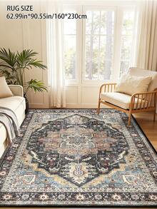 1 pieza Alfombra estilo persa vintage desgastada, alfombra bohemia marroquí roja cómoda de poliéster, alfombra rectangular rosa fácil de cuidar y lavable, adecuada para sala de estar, pasillo, mesita de noche, sala de estar, dormitorio, decoración del hogar - Multicolor - Ver 30