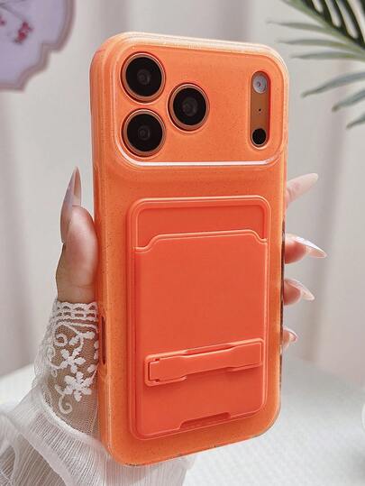 Luxury Glitter Bling Candy Color Jelly Clear Card Slot Bracket Phone Case Compatible With IPhone 17 Pro Max 17 Pro 17 16 Pro Max 16 Pro 16 15 Pro Max 15 Pro 15 14 13 12 11 Pro Max 17 Air Plus Shockproof Back Cover