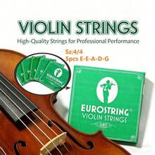 5pcs 4/4 Violin Strings - E, E, A, G, D, Balanced, Deep & Powerful Tone, Steel Core Alloy Winding, Suitable For Beginners - Green - View 3
