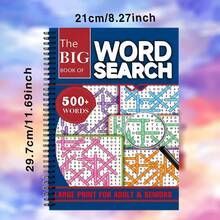 22-Page Spiral-Bound Word Search Puzzle Book, 500+ Words In Large Font, Suitable For Adults And Seniors, Helps Improve Memory And Cognition, Great Gift For Retired Parents, Valentine's Day, Mother's Day, Christmas - A4 - View 2