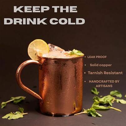 1pc/2pcs/4pcs Moscow Mule Cups (16oz), Smooth Copper Cups | Pure Copper Cups, Water Cups, Polished Copper Cups, Drinking Cups. Suitable For Moscow Mule, Iced Coffee, Cocktails, Cold Beverages, With Ayurvedic Health Benefits.