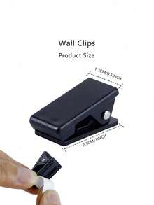 30pcs Self-Adhesive Wall Tapestry Clips, Plastic Adhesive Clips, Small Hanging Spring Clips, Double-Sided Adhesive Spring Clips, Suitable For Posters, Photo Paper, Flags, Home And Office, Strong Adhesive Brackets, Suitable For Dorm Wall Art, Quick Installation Without Drilling - Black - View 8