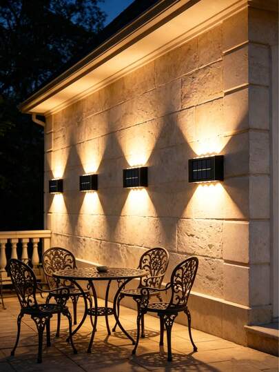 1pc/6pcs 10 LED Solar Wall Light, White/Warm Light, Waterproof Design With Motion Sensor, Suitable For Outdoor Garden, Yard, Landscape, Patio, Corridor, Stairway Lighting Decor