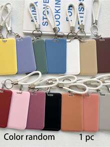 1pc Ins Style Macaron Solid Color Bus Card Plastic Protector, Student ID/Access Card/Key Holder - A - View 8