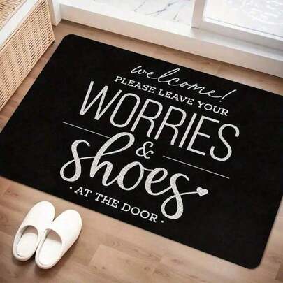 Flannel Welcome Indoor Outdoor Door Mat - "Please Leave Your Worries And Shoes At The Door" Design, Suitable For Entrance, Bathroom, Patio, Kitchen And Home Decoration - Perfect Housewarming Gift, Bath Mat | Fashionable Welcome Mat, Front Door Welcome Mat Dorm Room Decor, Water Absorbent Mat, Aesthetic Room Decor, Laundry Room Decor, Welcome Mat, Small Space Essentials, Anti Fatigue Mat Breakfast Nook Rug, Vanity Chair Mat, Rolling Chair Floor Protector, Nightstand Runner, Under Table Rug, Kitchen Island Runner, Coffee Table Mat, Console Table Decor, Bench Mat, Reading Chair Rug, Under Sink Protector, Sideboard Decor, Corner Nook Rug, Breakfast Bar Accessories, Floating Shelf Decor, Mirror Base Rug, Patio Door Mat, Porch Swing Rug