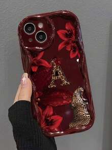 Floral & Leopard Print Painted Soft Phone Case Compatible With IP17/IP17PROMAX/Iphone16//Iphone16pro/Iphone16promax/Iphone15/ XR /7p8p/P12promax/P13promax/P14PROMAX /P13/P14/P11/P12/P14, Cute & Fashionable Thick Protective Cover For XS/S/XSMAX/78GES2 - Multicolor - View 6