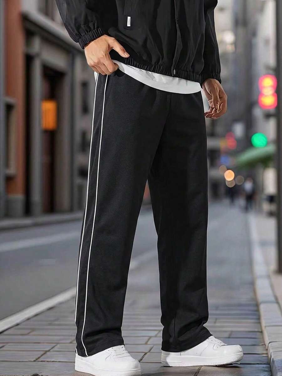 1pc Teen Boys Versatile Minimalist Streetwear Casual Comfortable Daily Commute Breathable Straight Leg Cargo Pants, Spring/Summer/Autumn - Black - View 1