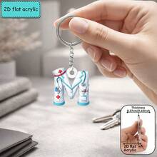 2D Acrylic Nurse Uniform Letter Keychain, Creative Keychain, Nurse Theme, Fashion Accessory, Suitable For Multiple Occasions, Perfect Gift For Friends - Nurse Uniform Letter Keychain - View 12