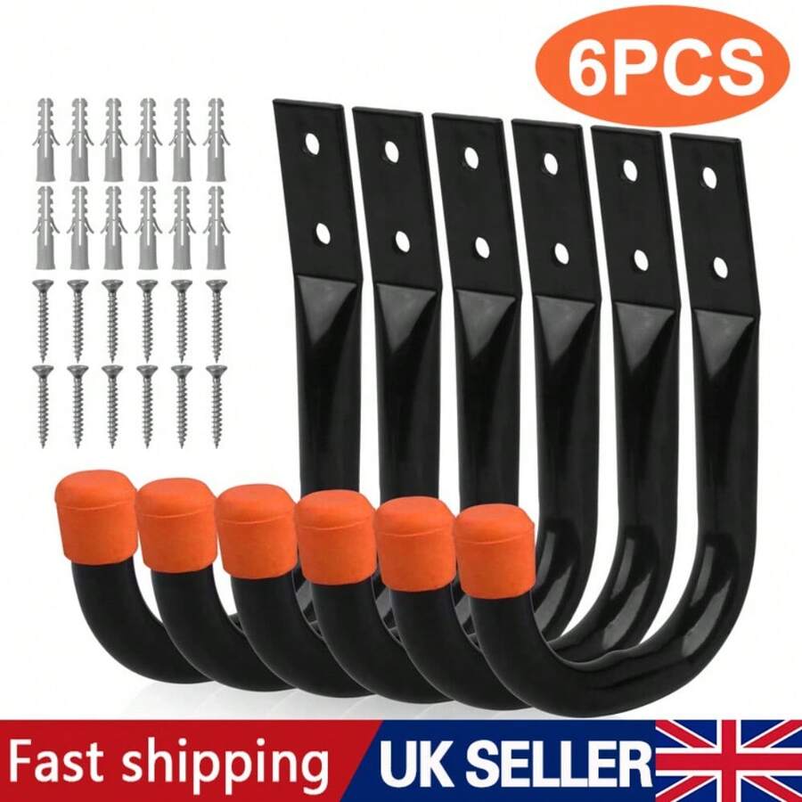 6x Heavy Duty Garage Storage Utility Hooks Organizer Wall Mount Ladder-Hangers - UK-h371501 - View 1