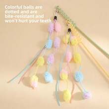 Varita Interactiva para Gatos con Plumas, Varilla Larga, Resistente a Mordidas, Juguete para Gatitos para Masticar y Gastar Energía - Rosa - Ver 3