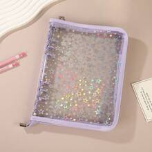 1pc A5 Star Edged Loose Leaf Binder, Shiny Loose Leaf Binder, Sticker Collection & Storage Loose Leaf Binder Set, Large Capacity PU Leather Transparent Sticker Photo Album With Zipper, Suitable For Double-Sided Storage, Diary, Scrapbook, Planner, Stamp Album - Zipper Binder - View 16
